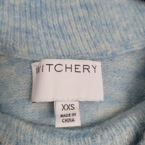 Witchery Wool Mohair Heathered Baby Blue Pullover Mock Neck Sweater Size XXS - Picture 8 of 11